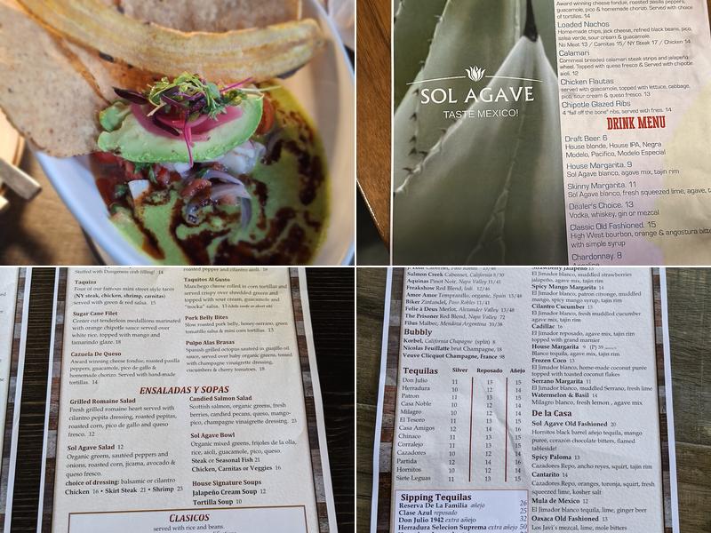 Sol Agave Menu
