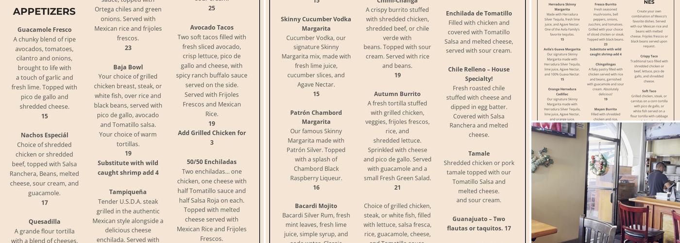 Avila's El Ranchito - Laguna Niguel Menu