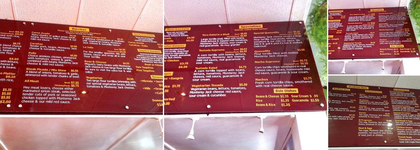 El Progreso Mexican Restaurant Menu