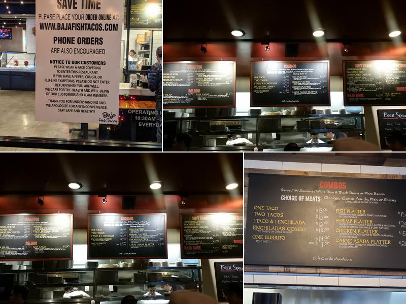 Baja Fish Tacos Menu