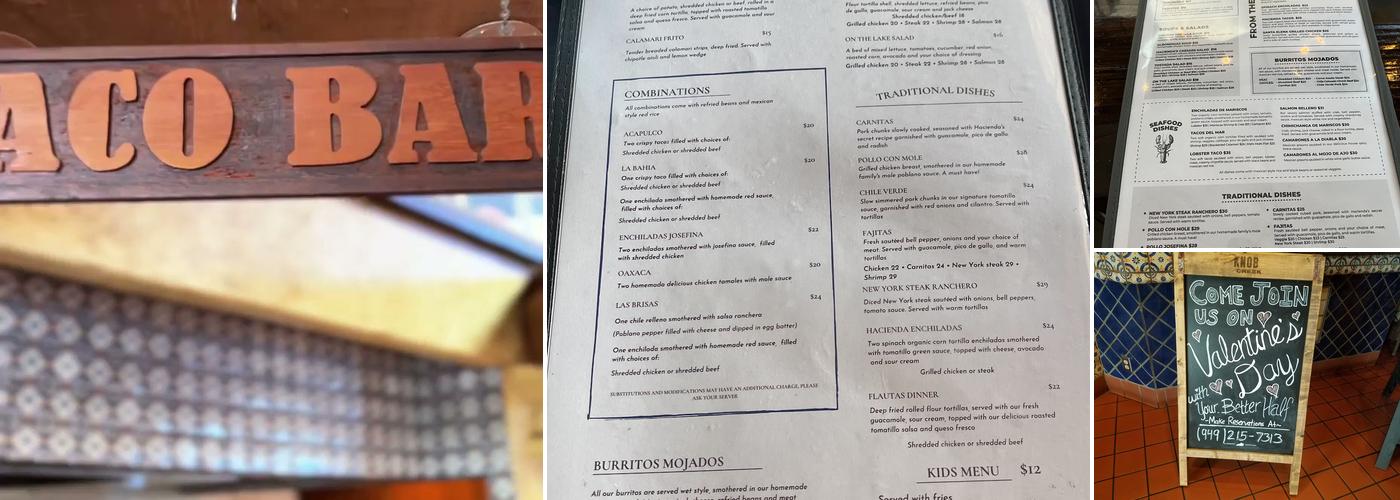 Hacienda On The Lake Menu