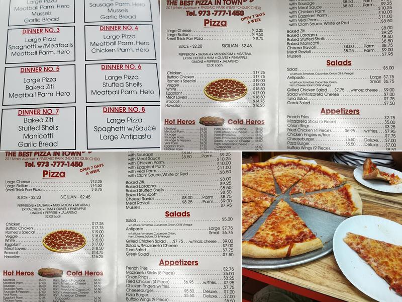 Romeo's Pizza Menu