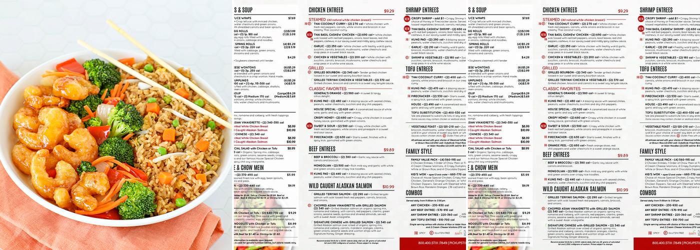 Pick Up Stix Fresh Asian Flavors Menu