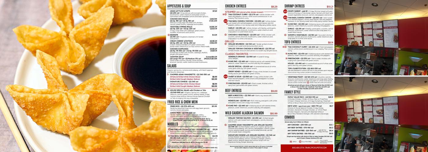 Pick Up Stix Fresh Asian Flavors Menu