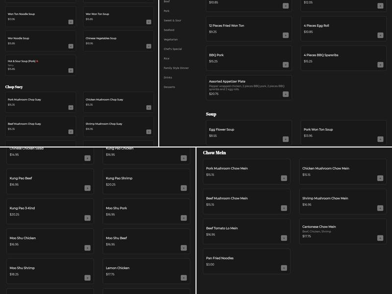 Al Palace Chinese Restaurant Menu