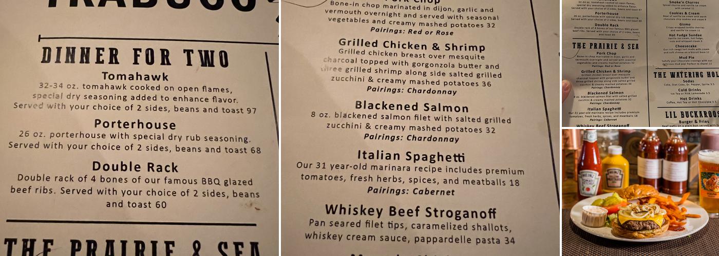 Trabuco Oaks Steakhouse Menu