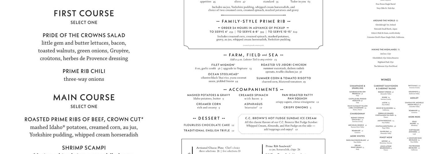 Five Crowns Menu