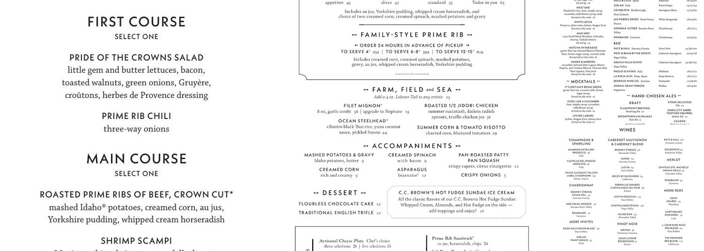 Five Crowns Menu