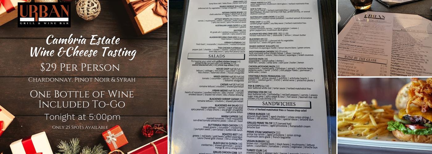 Urban Grill and Wine Bar Menu