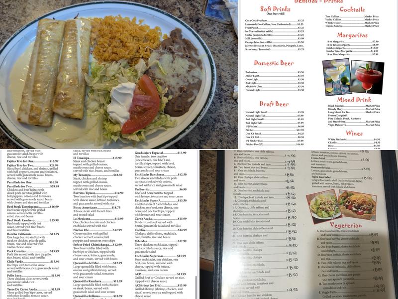 El Tenampa Mexican Restaurant Menu