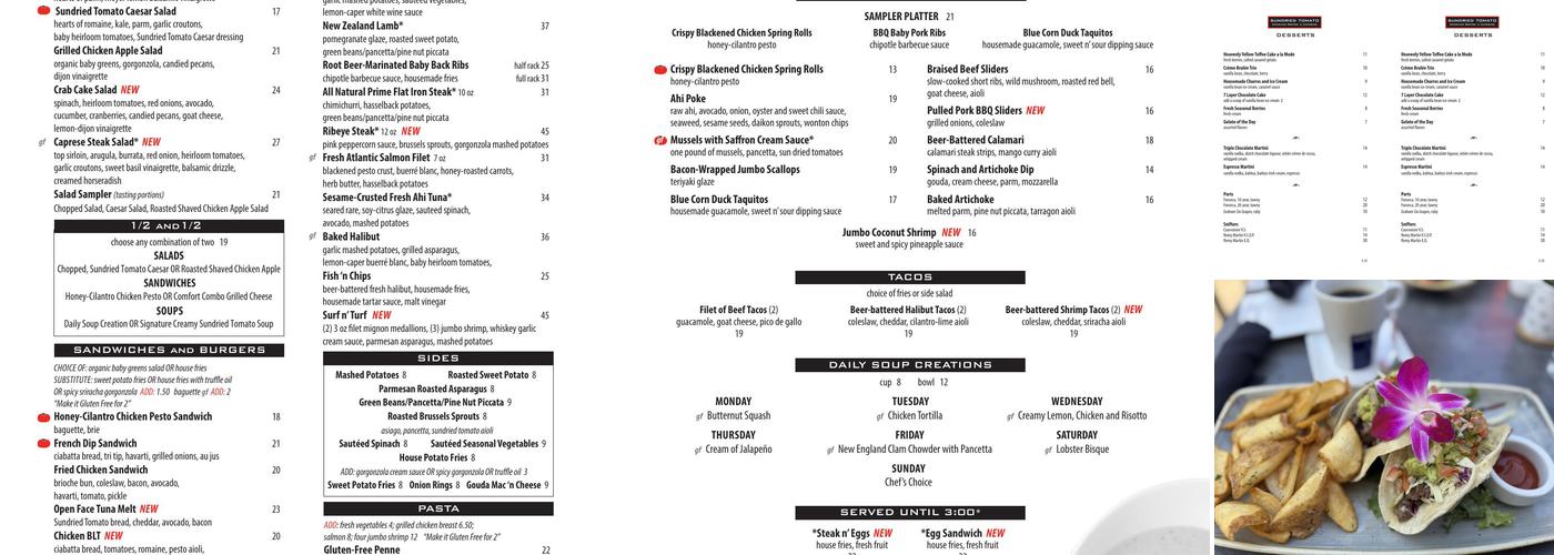 Sundried Tomato Menu
