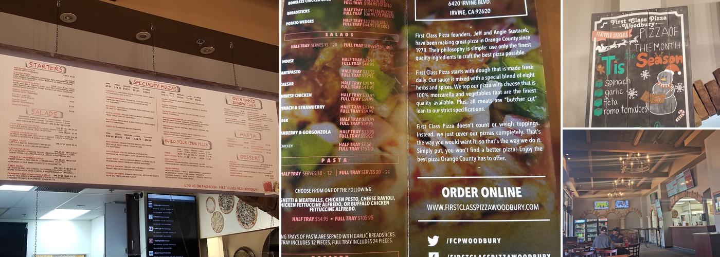 First Class Pizza Menu
