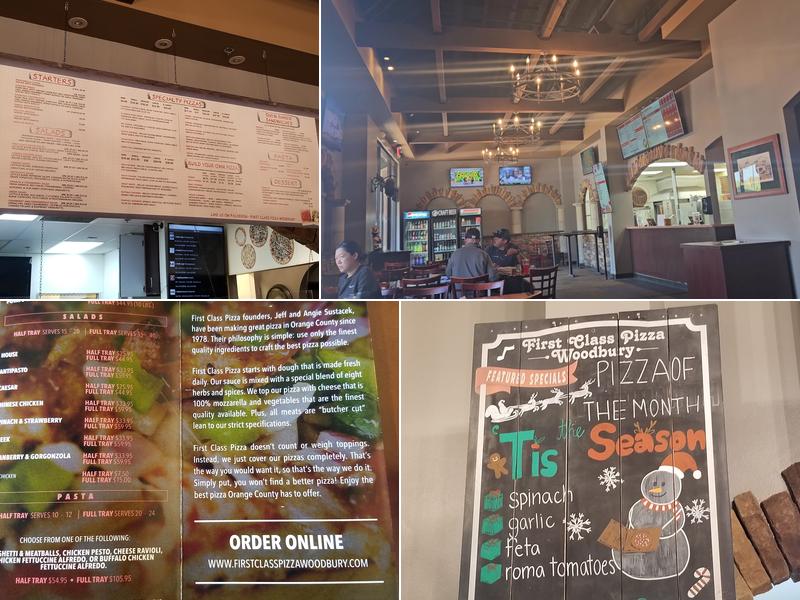 First Class Pizza Menu