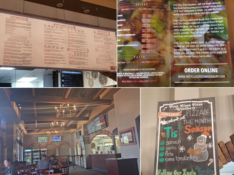 First Class Pizza Menu