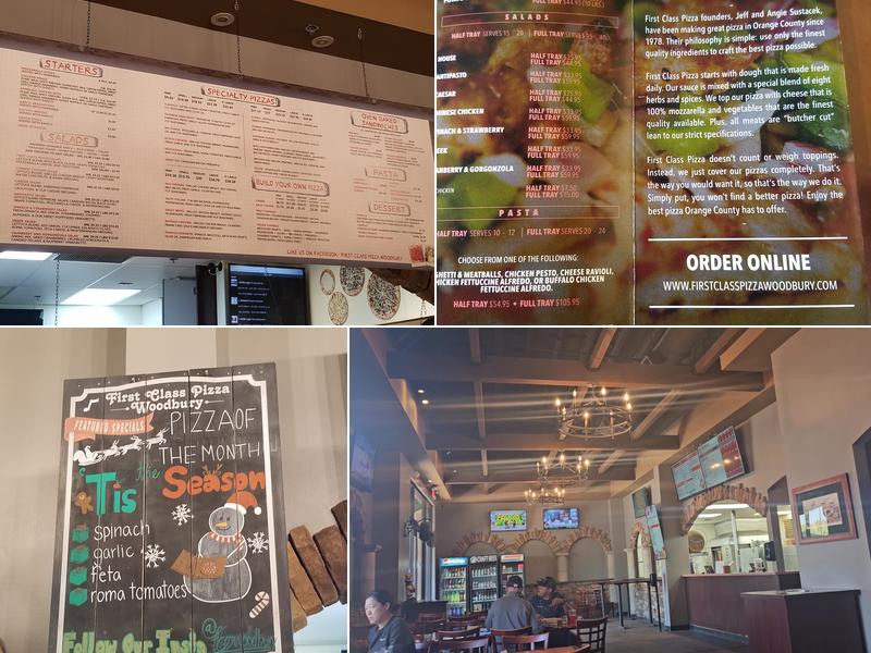 First Class Pizza Menu