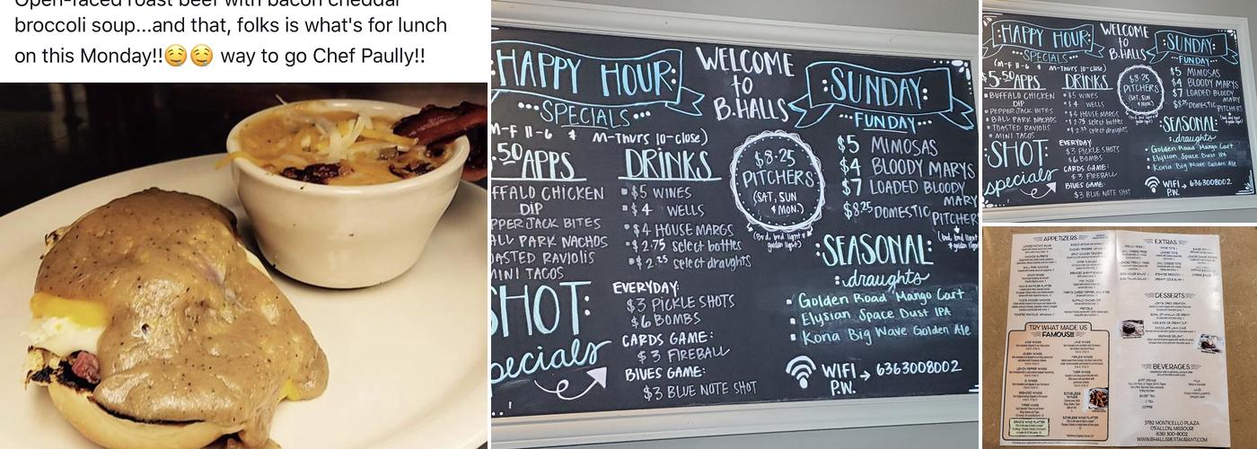 B. Hall's Family Grill Menu