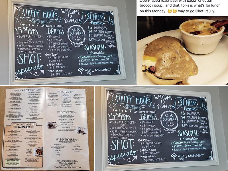 B. Hall's Family Grill Menu