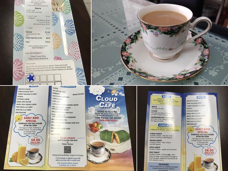 Cloud Cafe Menu