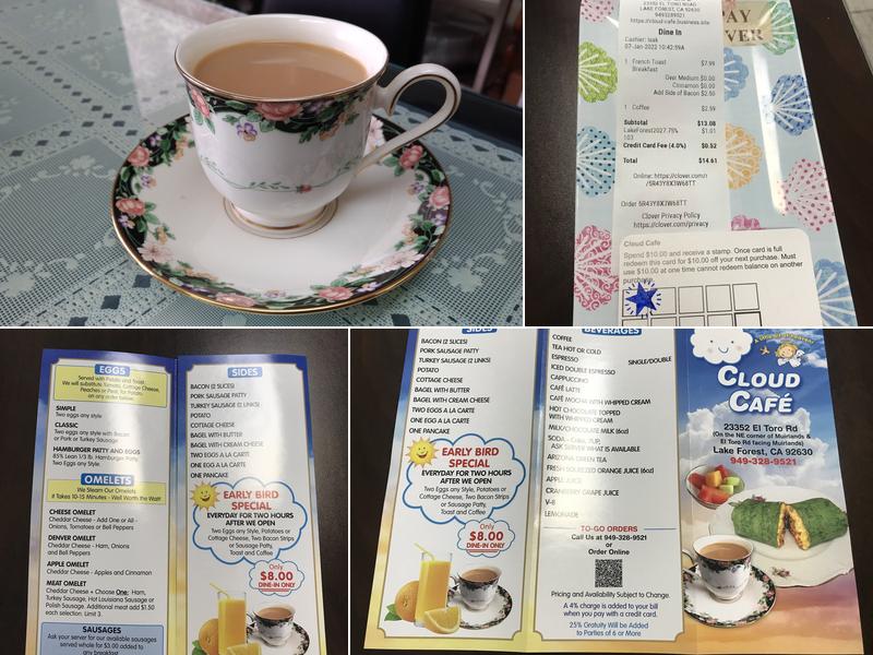 Cloud Cafe Menu
