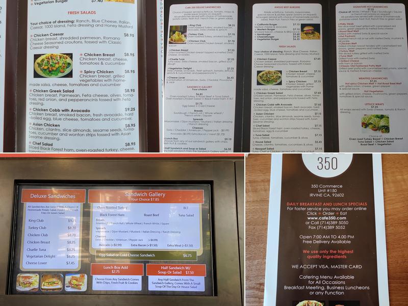 Cafe 350 Menu