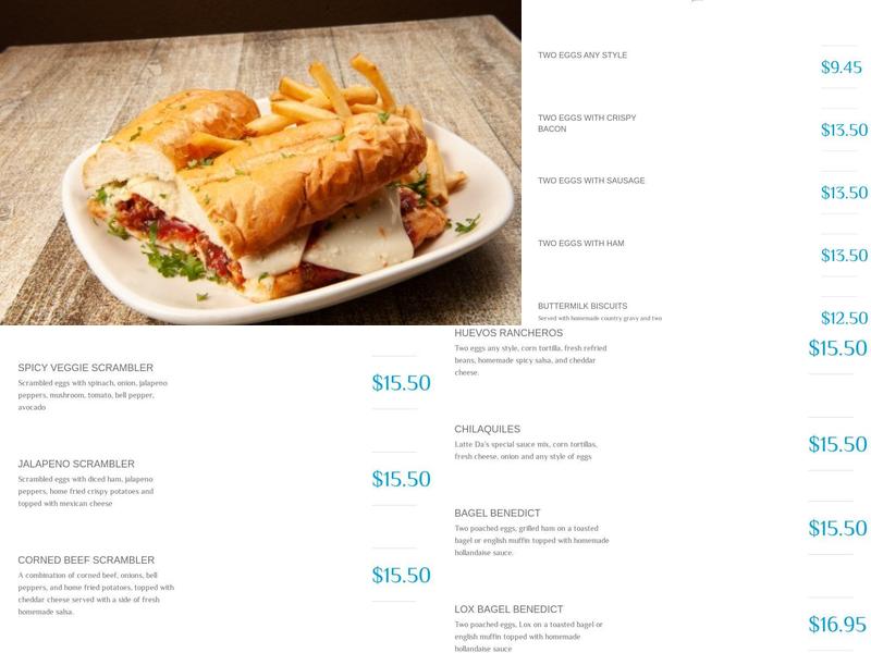 Latte Da Bagelry and Grill Menu