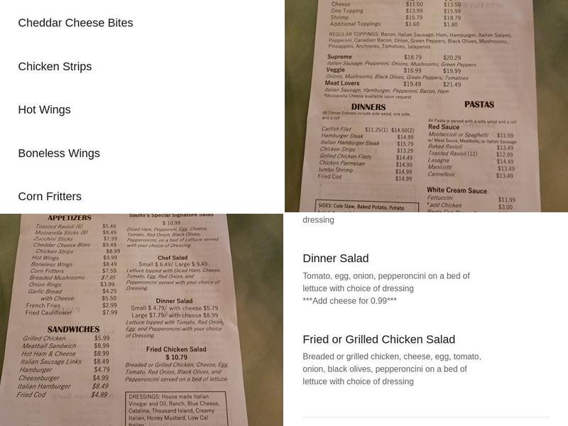 Saullo's Restaurant Menu