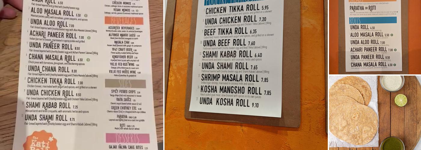 The Kati Roll Company Menu