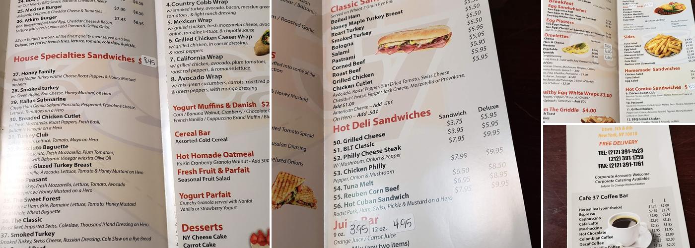Cafe 37 Menu