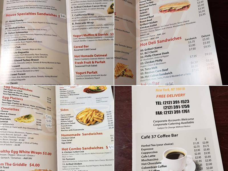 Cafe 37 Menu
