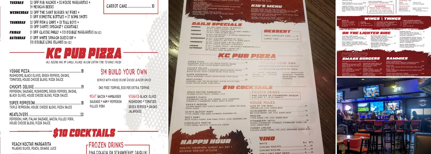 Saints Pub + Patio Independence Menu