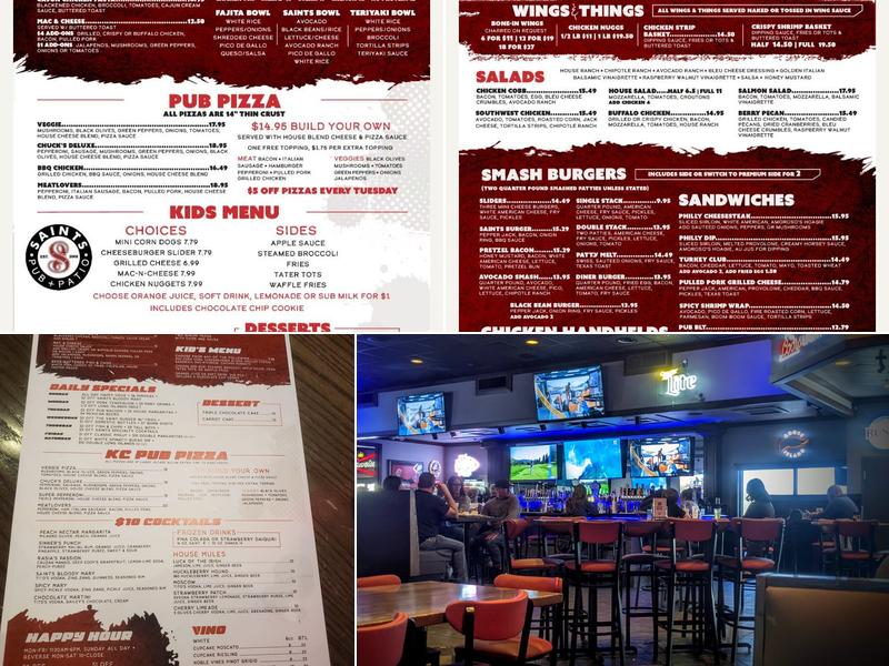 Saints Pub + Patio Independence Menu