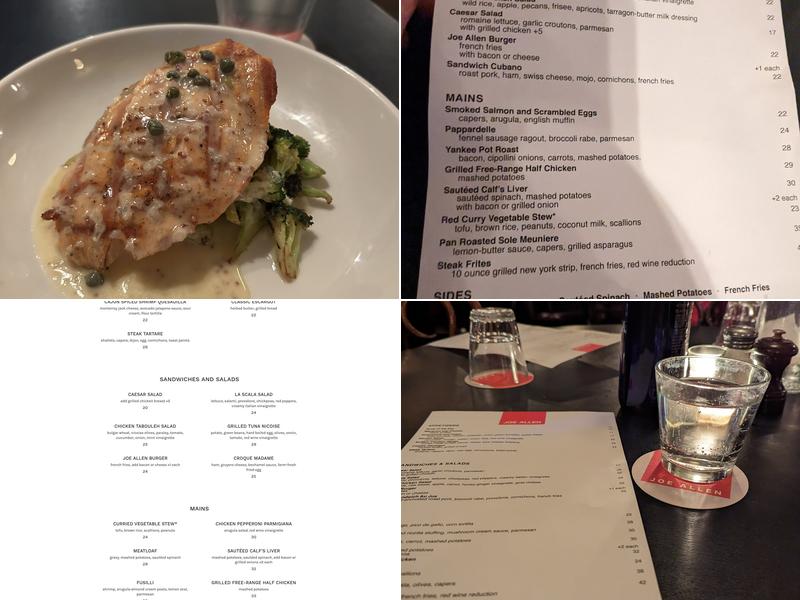 Joe Allen Menu