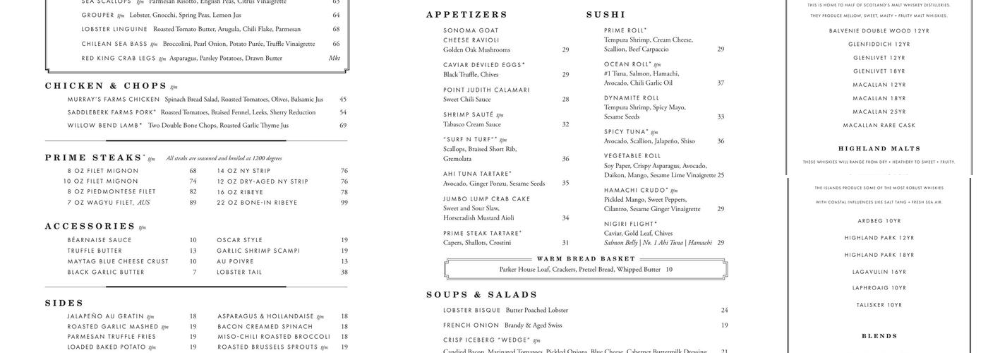 Ocean Prime Menu