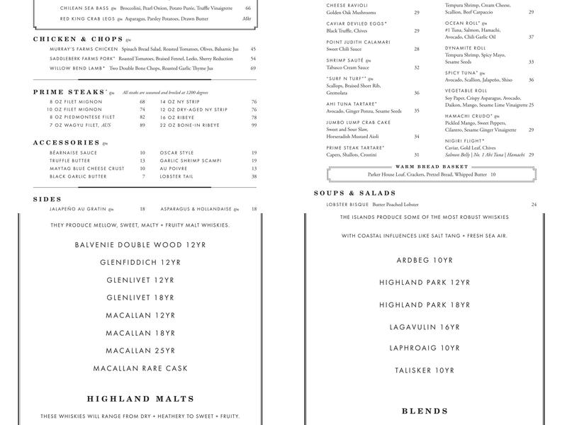 Ocean Prime Menu