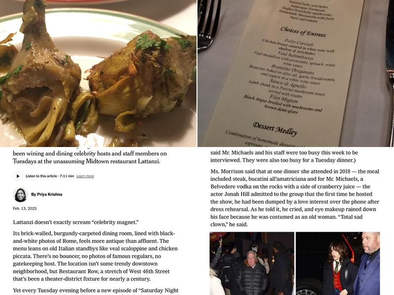 Lattanzi Cucina Italiana Menu