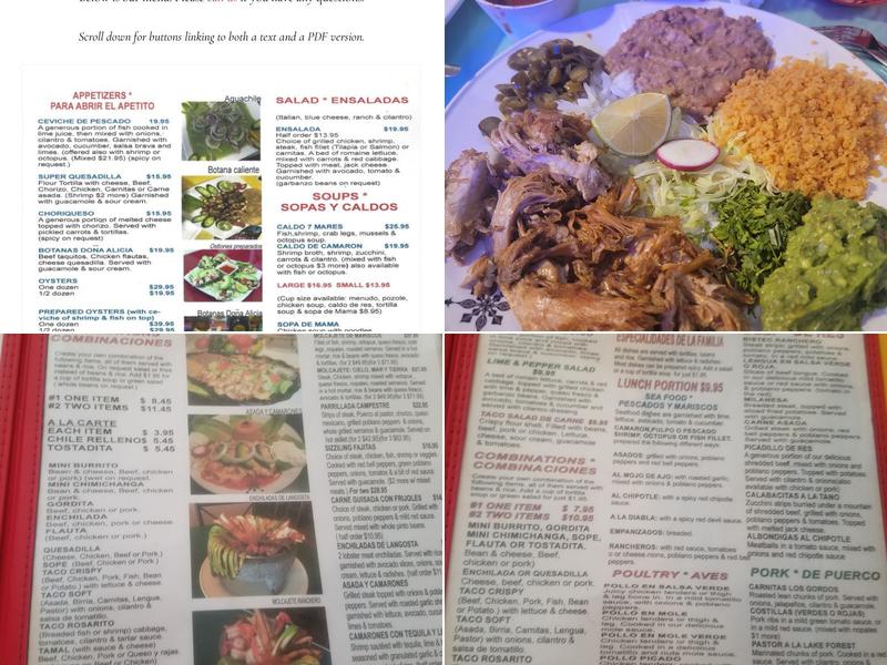 La Cocina de Ricardo Menu