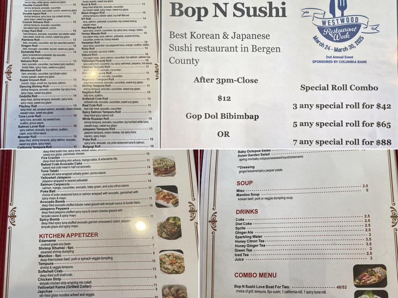 Bop N Sushi Menu