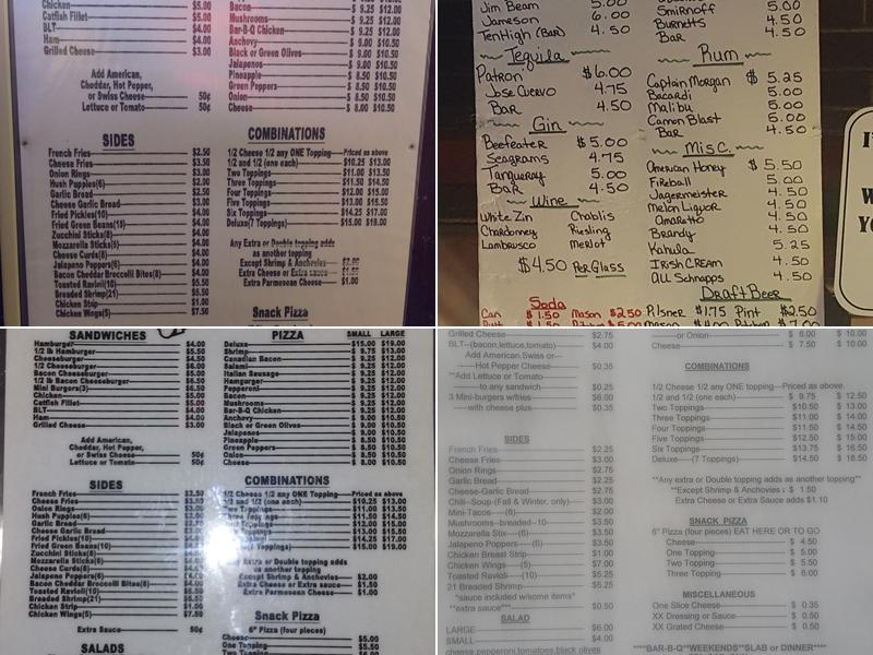 BJ's Bar and Restaurant Menu