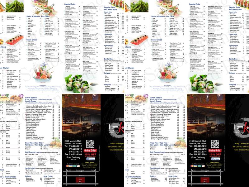 Taka Asian Fusion Menu