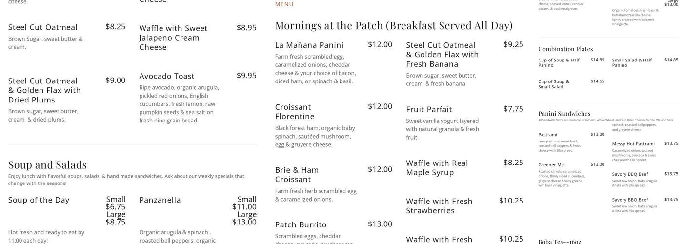 Strawberry Patch Cafe Menu