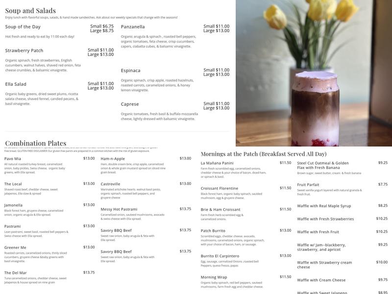 Strawberry Patch Cafe Menu