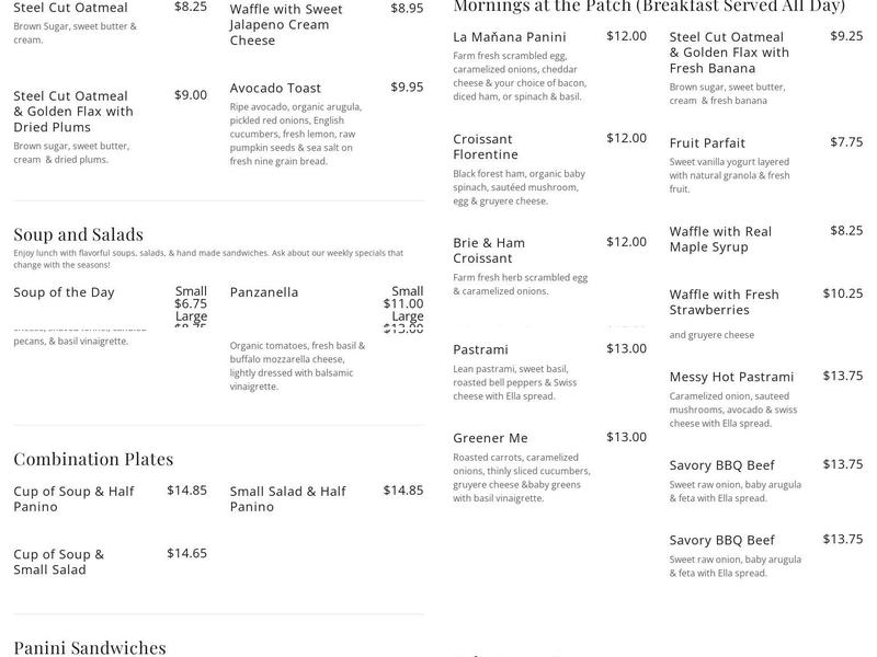 Strawberry Patch Cafe Menu