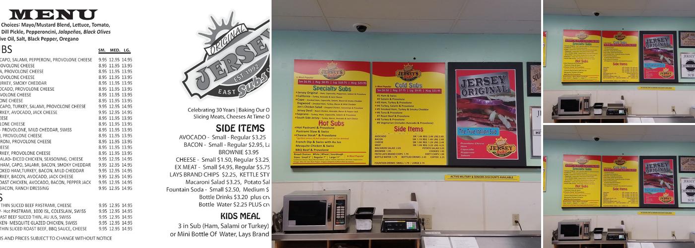 Jerseys Original Subs Menu