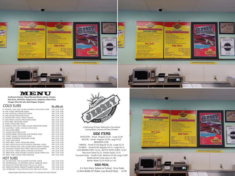 Jerseys Original Subs Menu
