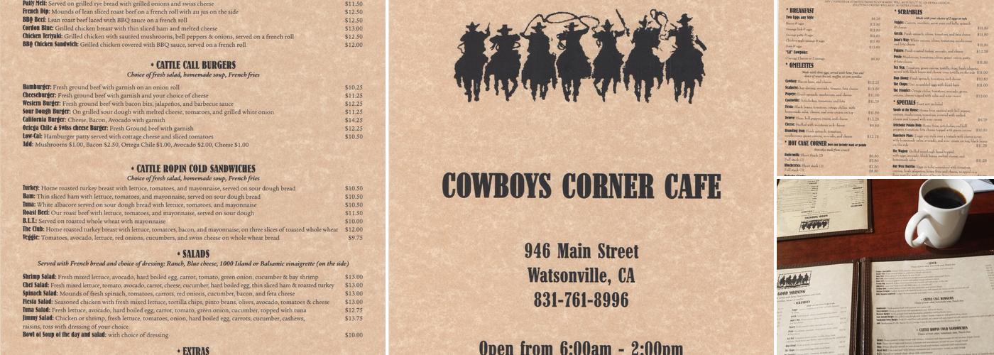 Cowboys Corner Cafe Menu