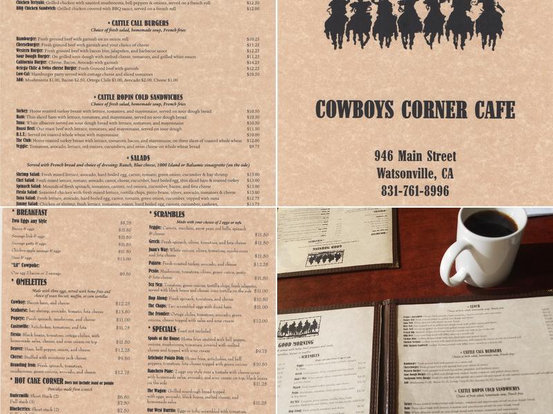 Cowboys Corner Cafe Menu