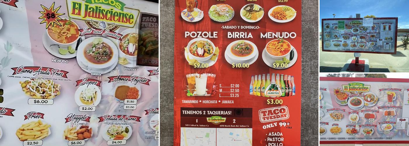 Tacos El Jalisciense Alisal Menu