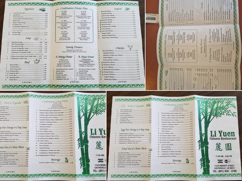 Li Yuen Chinese Restaurant Menu