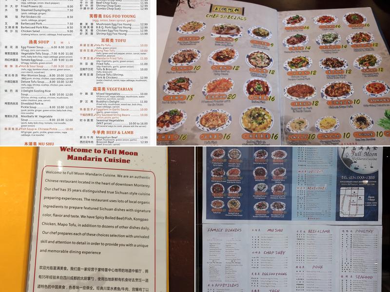 Full Moon Mandarin Cuisine Menu