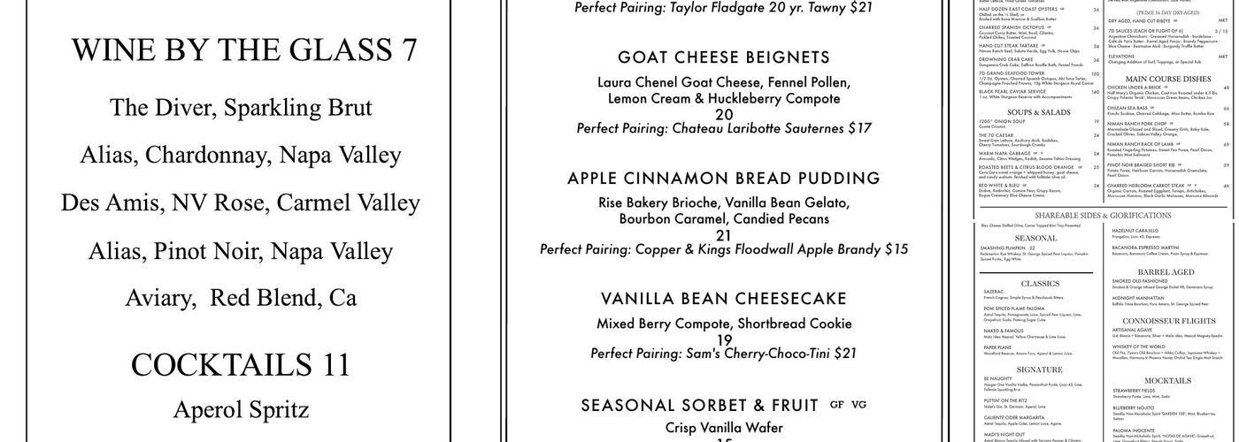 Seventh & Dolores Menu
